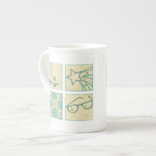 Taza De Porcelana Dibujo de bloques de madera rosada por Chariklia Z