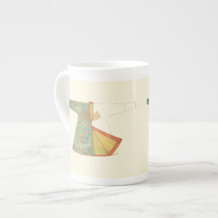 Taza De Porcelana Dibujo de Kimono semiterminado