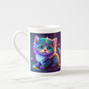 Taza De Porcelana Dibujo digital de gatos de color lindo-79827