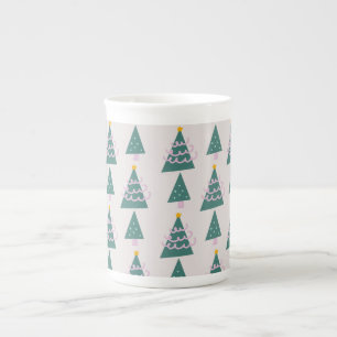 Taza De Porcelana Dibujos de Árboles Lindos Rosa Verde