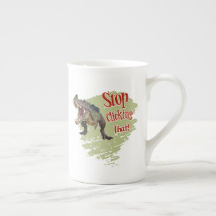 Taza De Porcelana Dinosaurio Divertido Deja de Hacer Clic