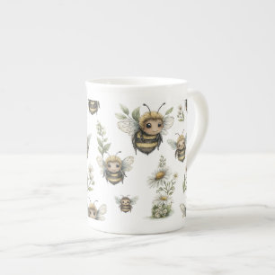 Taza De Porcelana Diseño de abejorro en acuarela adorable Abeja pa