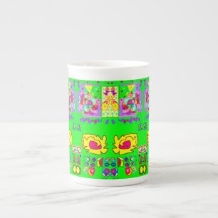 Taza De Porcelana Diseño de arte verde claro en una mugre de china