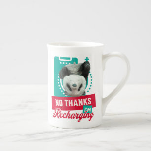 Taza De Porcelana Diseño de Batería Social Panda Agotado Introvertid