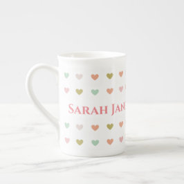 Taza De Porcelana Diseño de Corazones Pastel para Personalizar