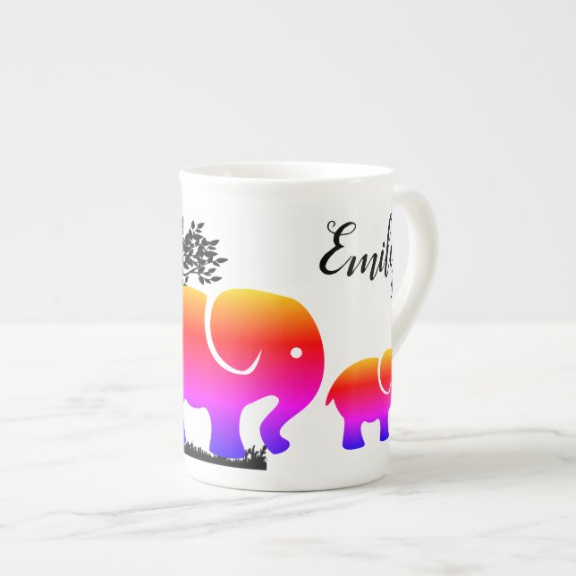 Taza De Porcelana Diseño de elefante personalizado personalizado (Derecha)