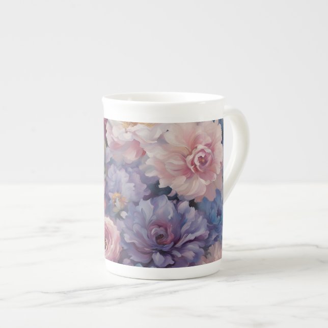 Taza De Porcelana Diseño de flores silvestres sucias (Derecha)