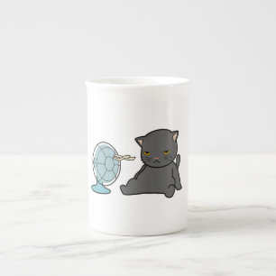 Taza De Porcelana diseño de gatos de verano delante del ventilador  