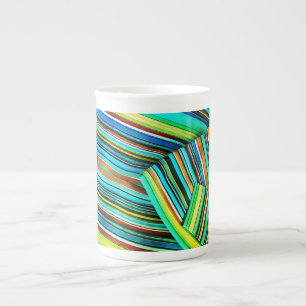 Taza De Porcelana Diseño de ilusión de línea verde