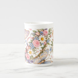 Taza De Porcelana Diseño de jardín de mariposas dulces para mágico