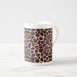 Taza De Porcelana Diseño de la serie Leopardo púrpura y dorado 4