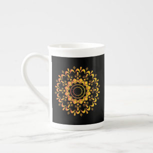 Taza De Porcelana Diseño de Mandala Único Dorado-95747