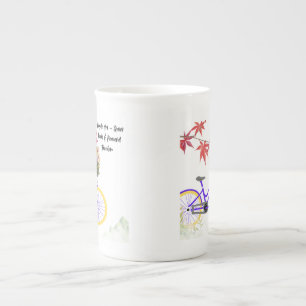 Taza De Porcelana Diseño de Motivación de Bicicleta Floral