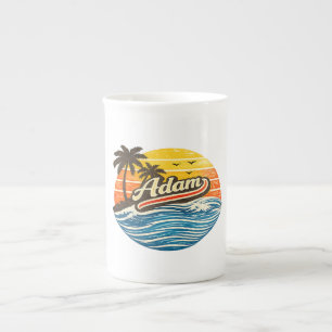 Taza De Porcelana Diseño de nombre Adam Retro Atardecer