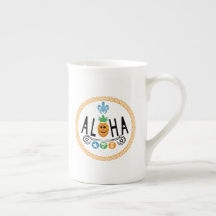 Taza De Porcelana Diseño de piña Aloha - Especialidad Hueso de cerdo