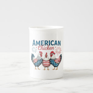 Taza De Porcelana Diseño de pollo americano patriótico del 4 de juli