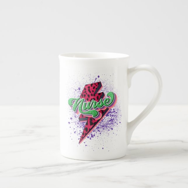 Taza De Porcelana Diseño de sublimación de enfermeras retro, vida de (Derecha)