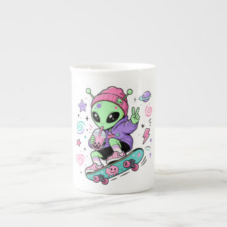 Taza De Porcelana Diseño de té burbuja skater alien kawaii