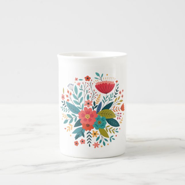 Taza De Porcelana diseño floral (Frente)
