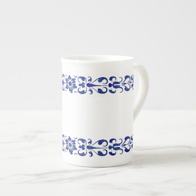 Taza De Porcelana Diseño ornamental romano azul del siglo XVI (Derecha)