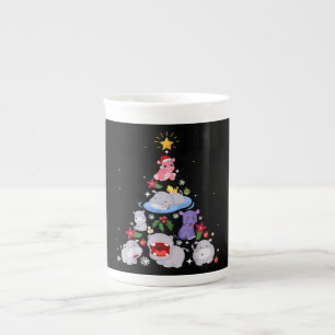 Taza De Porcelana Divertido árbol de Navidad Hippo   Xmas Hippopótam
