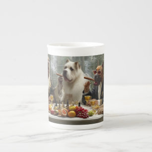Taza De Porcelana "Dog-themed design featuring elegant, relaxed dogs