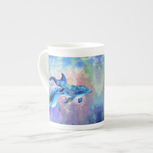 Taza De Porcelana Dolphin Couple Mug Amor familiar