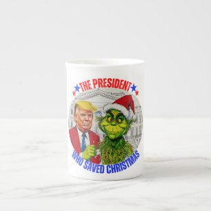 TAZA DE PORCELANA DONALD TRUMP - EL PRESIDENTE QUE SALVÓ NAVIDADES