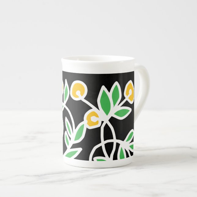 Taza De Porcelana Doodle amarillo y verde (Derecha)