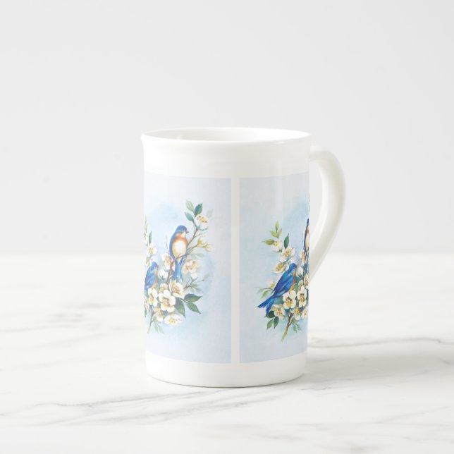 Taza De Porcelana Dos Bluebirds (Derecha)
