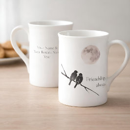 Taza De Porcelana Dos pájaros Sumi-E | Amistad, Siempre | Galentines