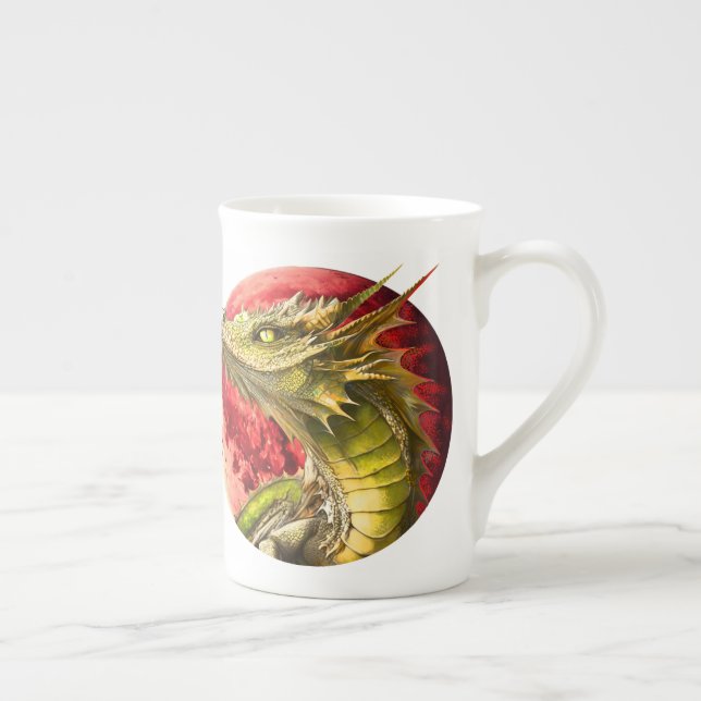 Taza De Porcelana Dragón en la luna sangrienta (Derecha)