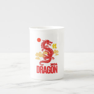 Taza De Porcelana Dragón rojo 2024