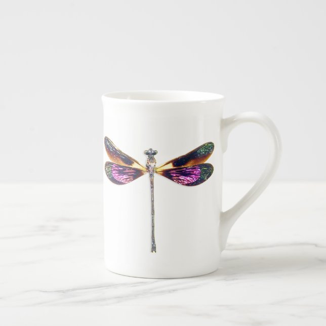 Taza De Porcelana Dragonfly in Silver, Gold, Purple and Black (Derecha)