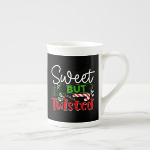Taza De Porcelana Dulce Pero Divertido Caramelo De Navidad Torcido
