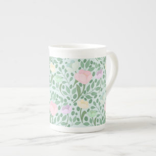 Taza De Porcelana Dulces flores pastel sobre azul