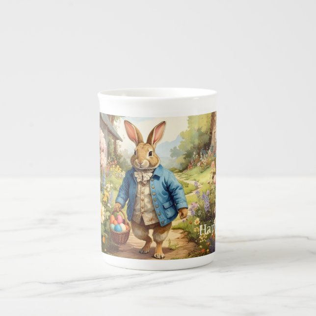 Taza De Porcelana Easter Bunny Collecting Easter Eggs (Frente)