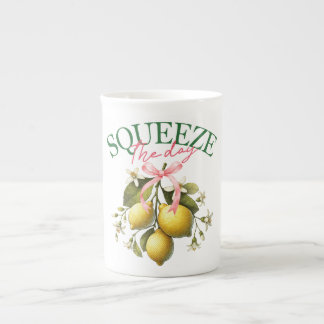 Taza De Porcelana Echar el sol al día: limón vintage botánico