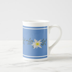 Taza De Porcelana Edelweiss azul y blanco Hueso China Mug