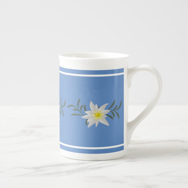 Taza De Porcelana Edelweiss azul y blanco Hueso China Mug (Derecha)