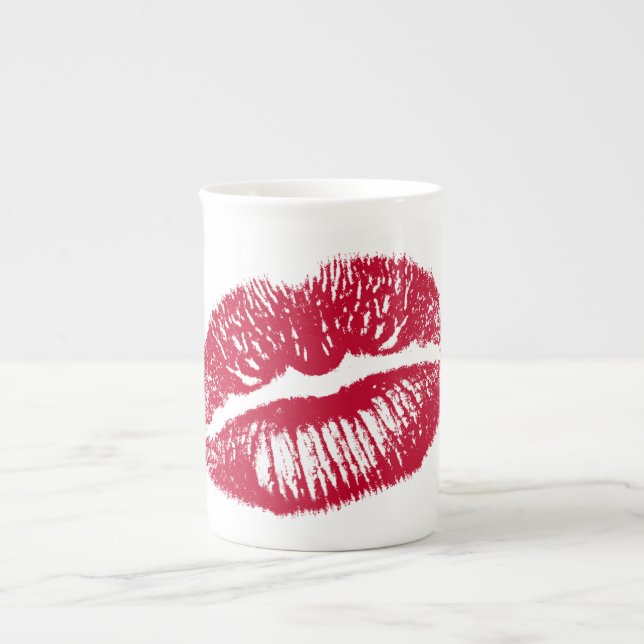 Taza De Porcelana El beso, los labios rojos (Frente)