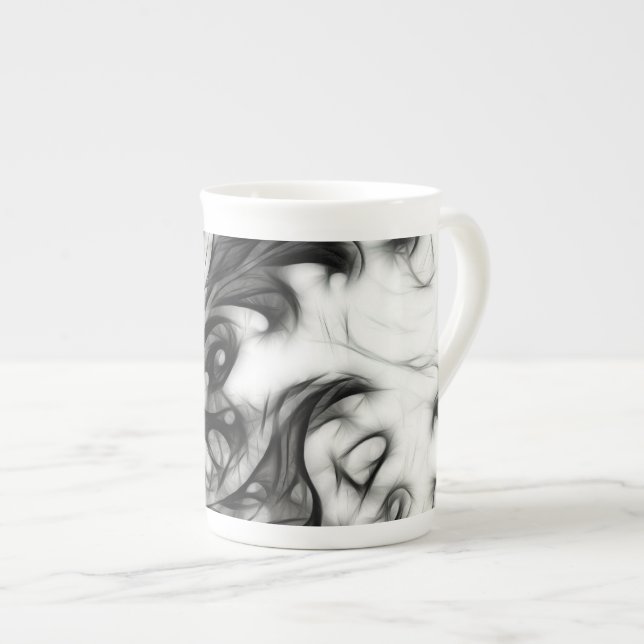 Taza De Porcelana El brillante inverso floral (Derecha)