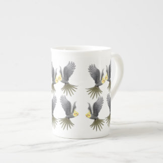 Taza De Porcelana El Cockatiel del vuelo repite mecánicamente la