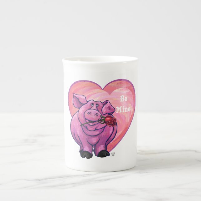 Taza De Porcelana El día de San Valentín de cerdo (Frente)