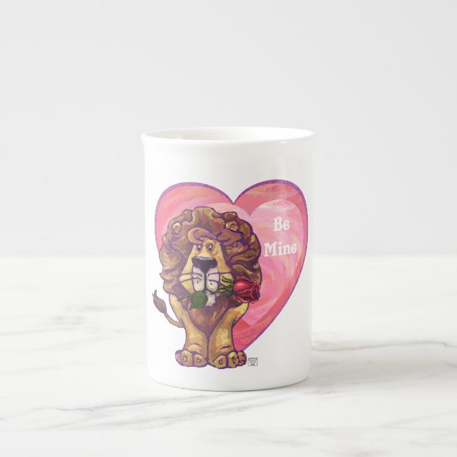 Taza De Porcelana El día de San Valentín de leones (Frente)