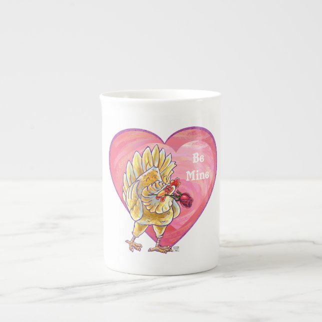 Taza De Porcelana El día de San Valentín de pollo (Frente)