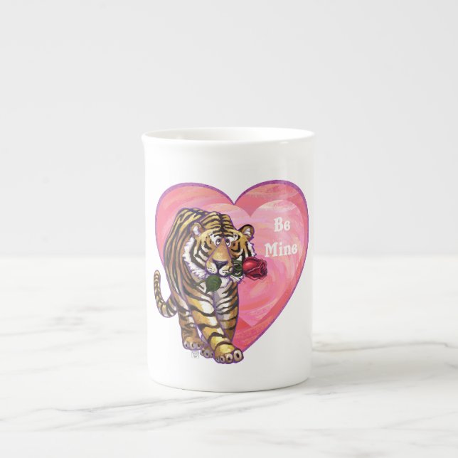 Taza De Porcelana El día de San Valentín Tiger (Frente)