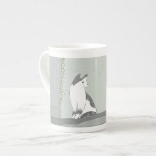 Taza De Porcelana El gato en la cerca
