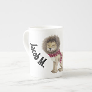Taza De Porcelana El león tímido personalizado