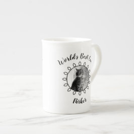 Taza De Porcelana El marco del círculo de fotos de gato y el texto